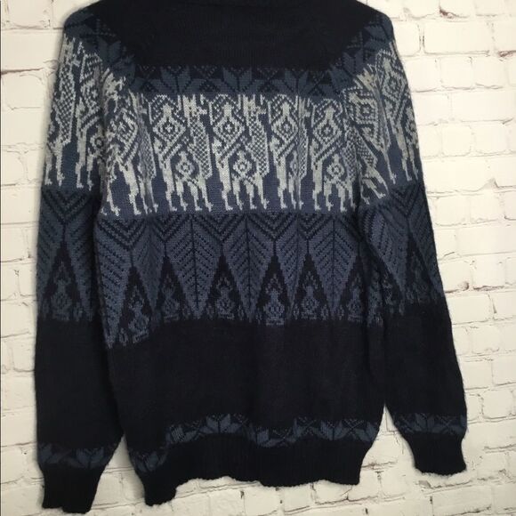 The Alpaca Connection Knit Sweater Pullover Navy Blue Made In Peru Size M - Picture 9 of 13